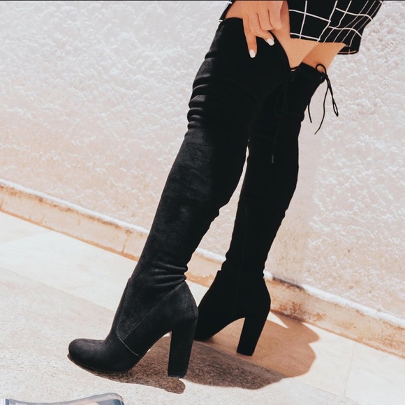 Black Over knee high heeled boots - Picture 4 of 8